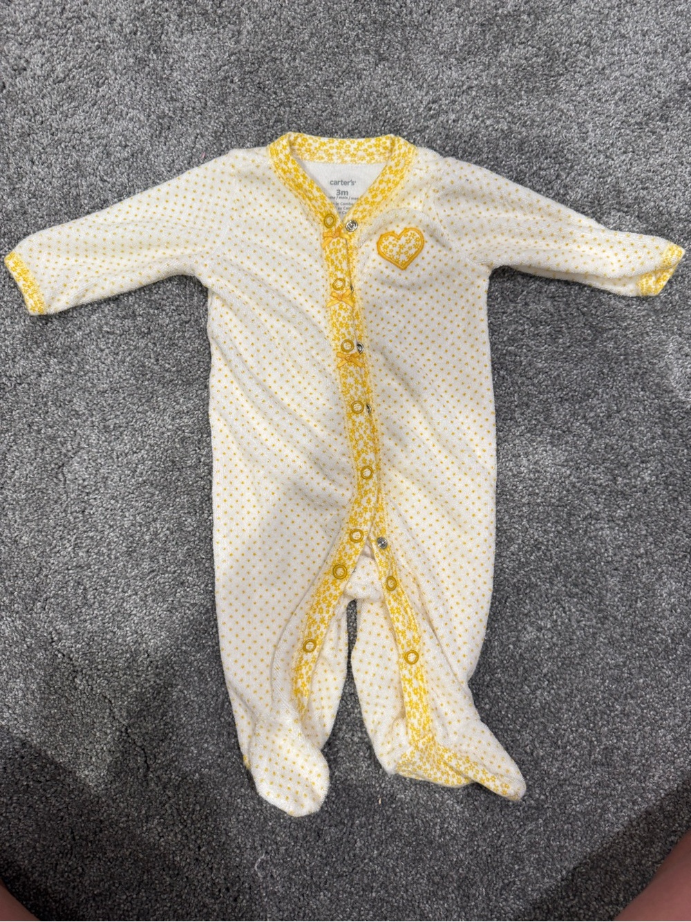 Carter's Yellow Heart Print Baby One-Piece Footed Pajamas